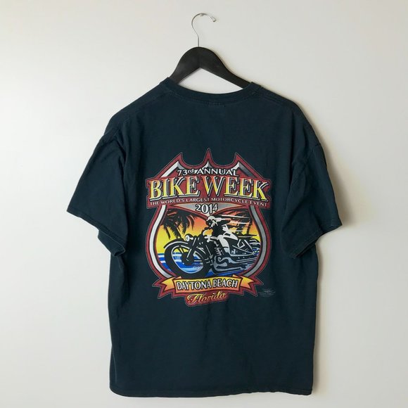 2014 73rd Annual Bike Week Dayton Beach Florida T Shirt Adult Black XL Solid - Picture 12 of 16
